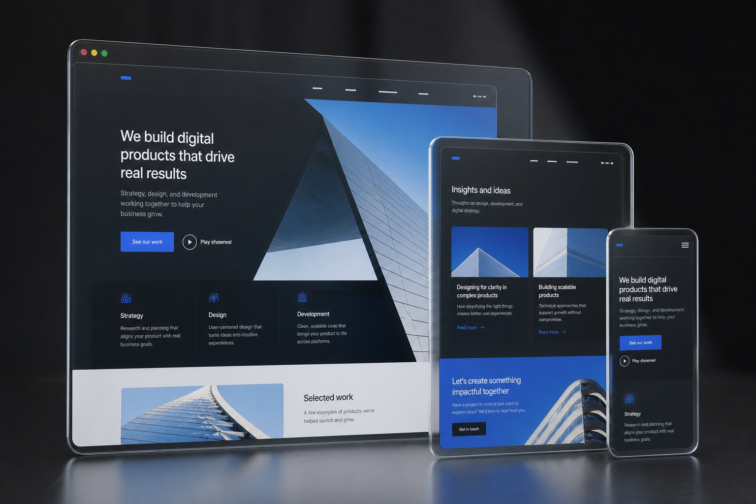 Multi-device website design mockups